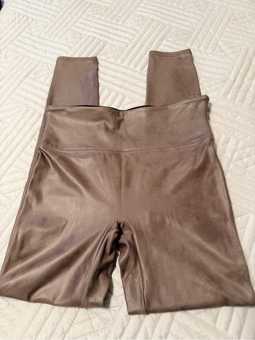 SPANX Faux Leather Bronze Leggings Size L